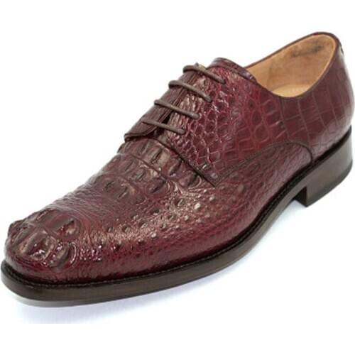 Hubu Pure manual crocodile leather shoes classic Men shoes Siam crocodile leather men shoes round head lace-up men shoes