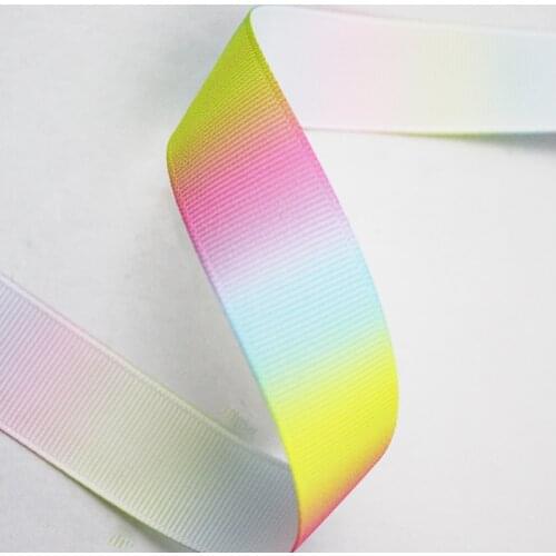9mm/16mm/22mm/25mm/38mm/75mm rainbow printed grosgrain ribbon 10/25/50yards DIY gift wrap sewing wedding decor ribbon