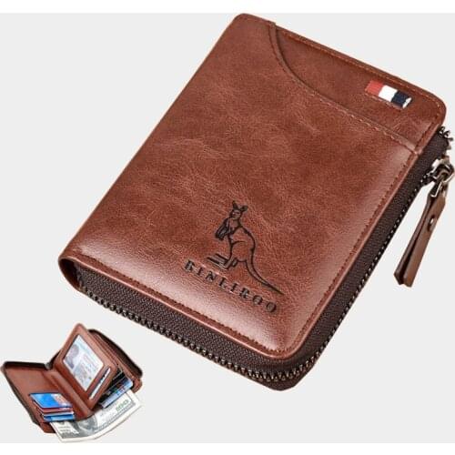 New Women Wallet Rfid Blocking Genuine Leather Wallet Zipper Business Card Holder Purse Wallet Men