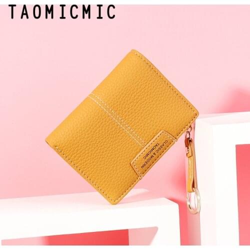 Brand Yellow Women Wallet Soft PU Leather Female Purse Mini Hasp Card Holder Coin Short Wallets Slim Small Purse Zipper Keychain