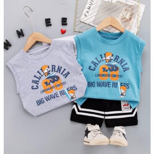Fashion Children Boys Girls Cotton Clothing Summer Baby Vest Shorts 2Pcs/Sets Toddler Cartoon Tracksuits Sport Clothes Costume