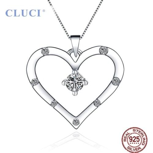 CLUCI Fashion Silver 925 Charms Pendant Jewelry for Women Valentine Day Sterling Silver Love Heart Pendant
