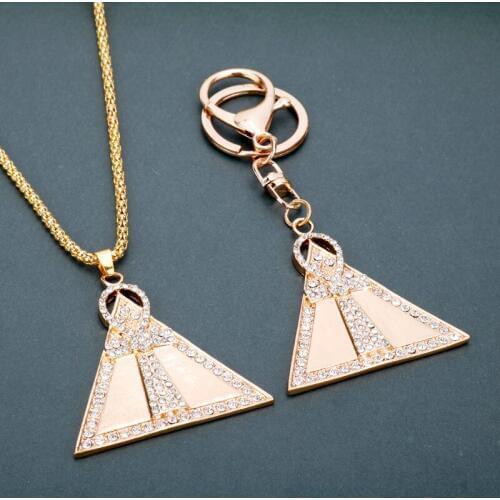 MQCHUN Mystic Egyptian Ankh Cross Rose Gold Crystal Charm Pendant Keychain for Woman Fashion Handmade Metal Keychain Gift -50