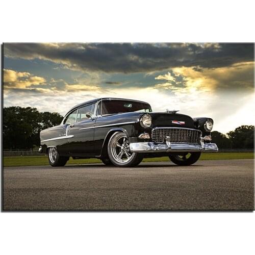 Wall Art Decoration 1955 Chevrolet Vintage Car Poster Canvas Prints DIY Framed Vehicle Painting For Living Room Decor