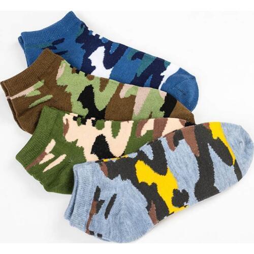 4 pairs / Lot Men Sock 2021 New Spring Summer Cotton Army Soldier Camouflage Casual Socks Mens Socks Boat Socks For Men
