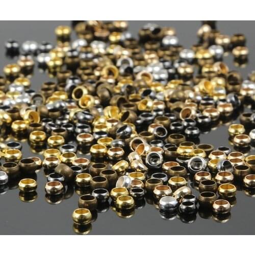 1.5/2/2.5/3/3.5/4mm Gold Silver Copper Ball Crimp End Bead Stopper Spacer Beads For DIY Earring Necklace Jewelry Making Supplies