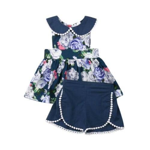 Baby Clothes Toddler Kid Baby Girl Clothes Floral Sleeveless Tops Shorts Pants 2Pcs Outfit Toddler Girl Clothes
