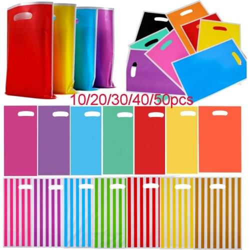 10-50pcs Solid Color Gift Bags Kids Baby Boy Girl Birthday Party Child Candy Dessert Wedding Decoration Supplies Loot Bag Tote
