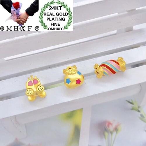 OMHXFC Wholesale YM122 European Fashion Hot Fine Woman Man Party Birthday Wedding Gift Candy Pumpkin Bag 24KT Gold Pendant Charm