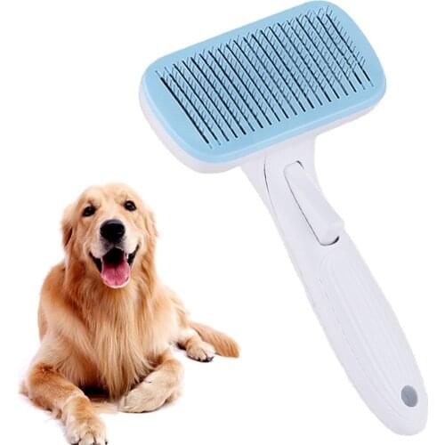UPSKY Pet Comb One-key Self Cleaning Pet Hair Remover Brush For Long Or Short Hair Dogs Cats Curved Needle Pet Grooming Tools