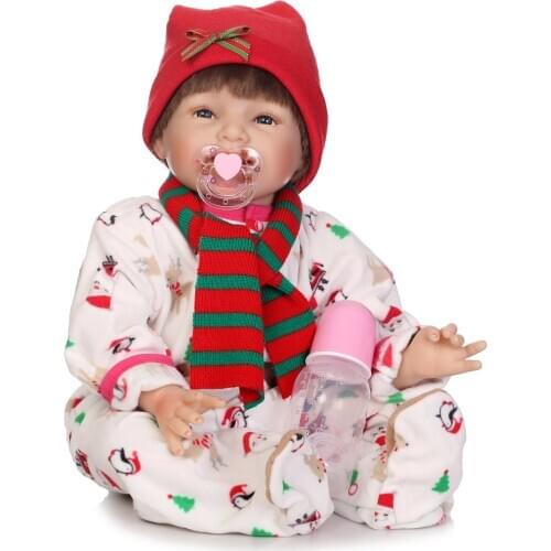 55cm Realistic Reborn Doll Silicone Dolls Babies Toys for Girls Childrens Birthday Gift Cute Soft Newborn Doll with Clothes