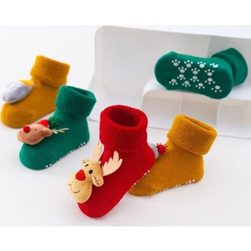 Christmas Baby Socks Thickened Warm Merry Christmas Gifts Santa Claus Xmas Tree Elk Tinkle Bell Decor Socks Feliz Navidad Decor