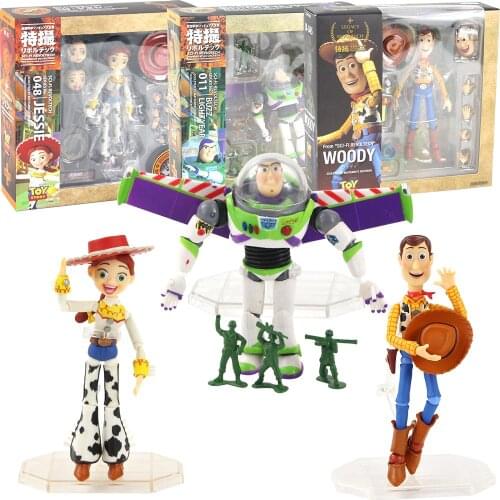 Sci-Fi Revoltech Toy Story Action Figures 010 Sheriff Woody 011 Buzz Lightyear 048 Jessie Lenny Binoculars Robot Model Toys