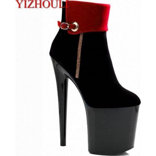 Sexy model high heels, 17-20 cm thin heel ankle boots, model stage party catwalk sexy suede, ankle boots