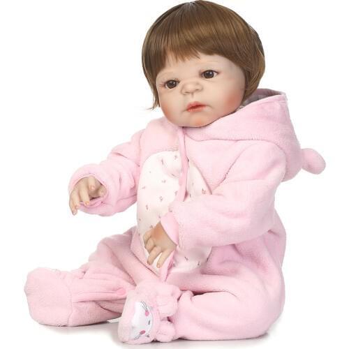 Bebe silicone reborn girl baby dolls NPK 22" full body silicone reborn babies for children birthday present fake baby new born