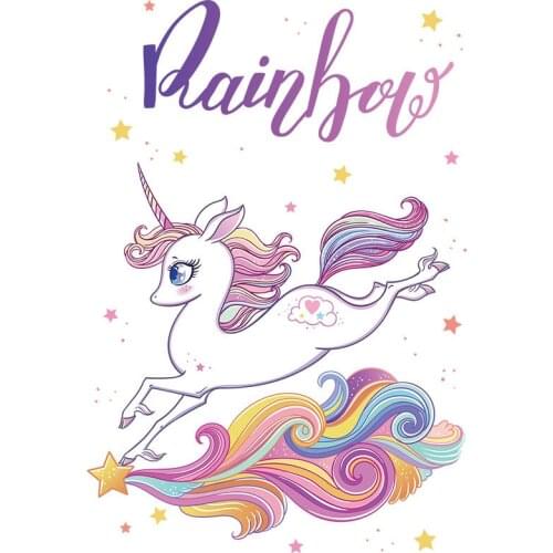 CQ Unicorn Iron On Transfer Patches For Girl Boy Clothes Craft A-level Decoration Patches Heat Transfer Vinyl Stickers