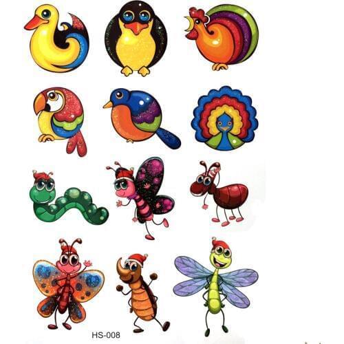 3PCS Penguin Waterproof Temporary Tattoos Cute Moths Tattoo Kids Butterfly henna tattoo body art Beauty peacock tatuajes sticker