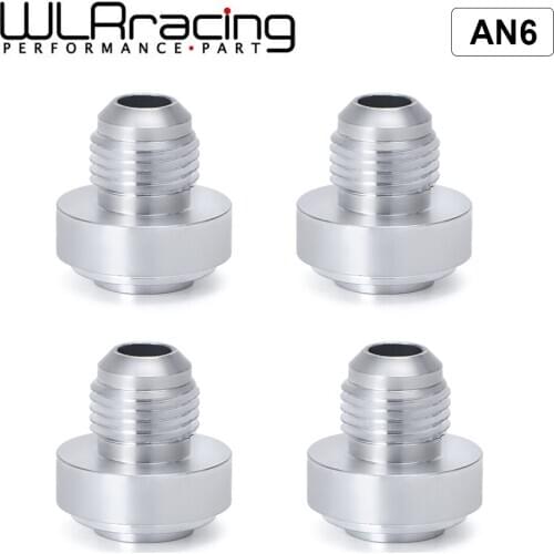 WLR RACING - 4PCS/PACK Top Quality Aluminum AN6-AN Straight Male Weld Fitting Adapter Weld Bung Nitrous Hose Fitting Silver