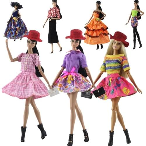 1/6 BJD Doll Clothes Set Fashion Shirt Skirt Handbag Hat Dress for Barbie Clothes 11.5" Dollhouse Accessories Kids Toy Girl Gift