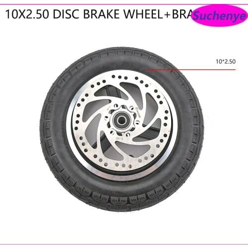 10 Inch 10X2.50 Electric Scooter Wheels 10X2.50 with Disc Brake and with Wheel Hub Disc Brake Set Hollow Solid Tire