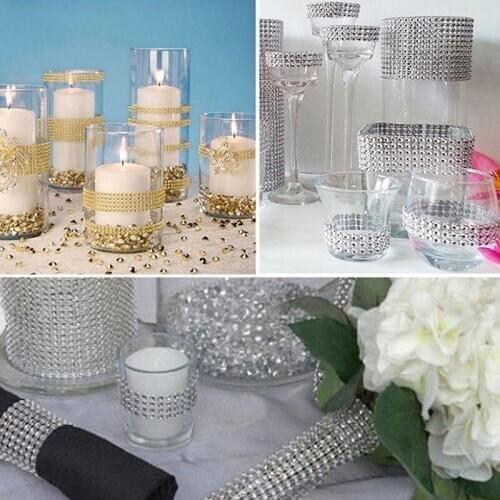 10Pcs Mesh Trim Bling Diamond Wrap Cake Napkin Ring Roll Crystal Ribbons Party Wedding Table Decoration Party AUG889
