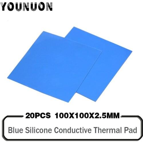 20 Pieces 100x100x2.5mm Thermal Pads Conductive Silicone Thermal Pas for CPU GPU IC Computer Cooling 100*100*2.5MM