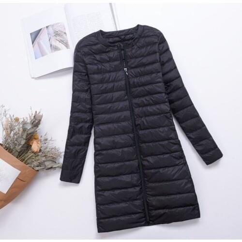 2021 Korean Winter Down Jackets Womens Long Parkas Slim Warm Winter Coats Female Plus Size Black Overcoats