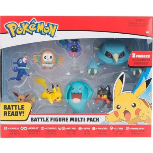 8pcs/set Pokemon Pikachu figures Popplio Rowlet Cosmog Metang Eevee Litten Wobbuffet Action Figure Toys for Children gift