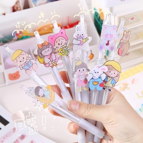 Wholesale Cartoon Acrylic press Pen With colorful patterns,0.5mm,Black,Office Accessory Stationary,School Supply Thing