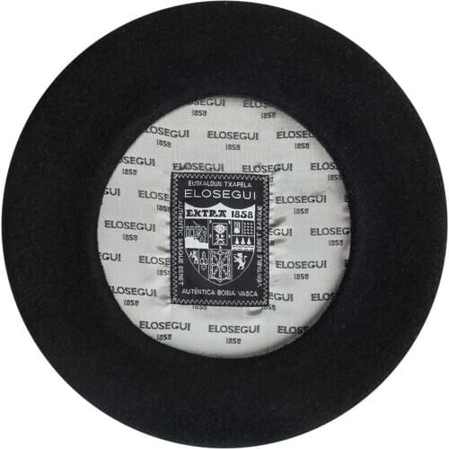 Elósegui Basque beret 1858 with non-Badana lining 100% wool, waterproof, Heuskal Herria shield lining