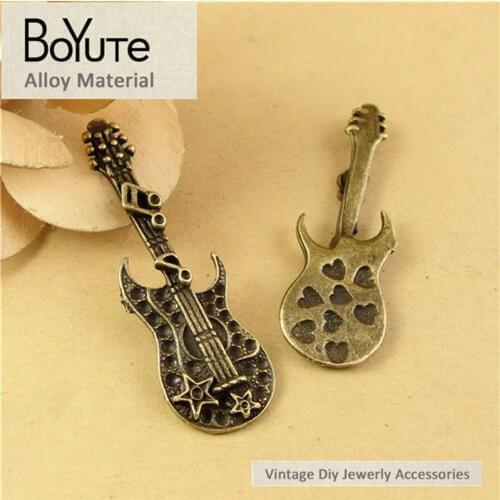 BoYuTe (40 Pieces /lot) 20*55MM Antique Bronze Plated Zinc Alloy Materials Vintage Guitar Pendant for Jewelry Making