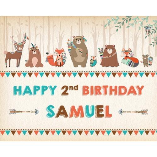 Custom TRIBAL Woodland 1st Birthday Boho Rustic Pow Wow Decorations Tribal Animal backgrounds Computer print party backdrop