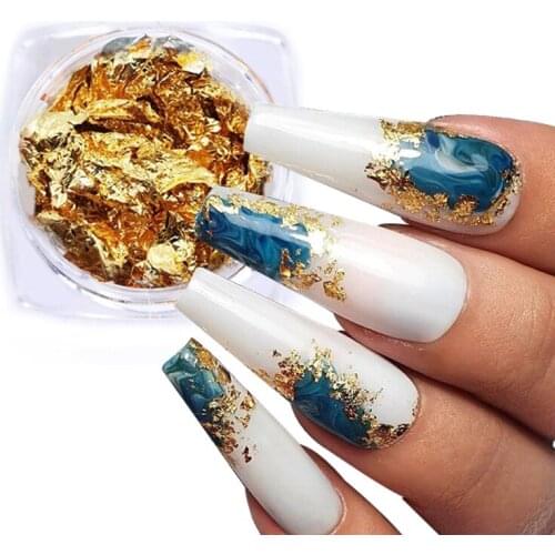 Gold Silver Aluminum Nail Foil Glitter Sequins Nails Art Irregular Flakes Polish Manicure Design Stickers Decorative Accessories