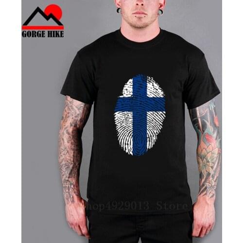 O Neck Nostalg Clothing Cotton Finland Flag Fingerprint Design T Shirt Top Modern Tee - MensFans Cheer Baby Sizesmens T Shirts