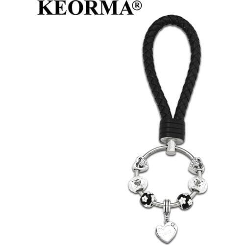 KEORMA Original Design Black Leather Heart Shape Keychain Car Keychain Pendant For Mother/Lover Best Gift YK009