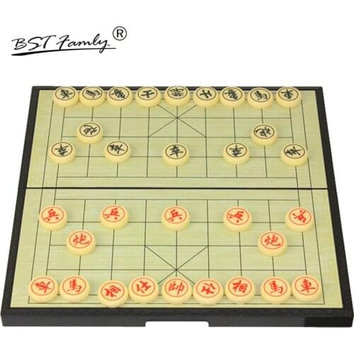 Chinese Chess Xiang Qi Plastic box and Pieces With Magnetic Folding Checkboard 32Pcs/Set Puzzle Game Kids Gift BSTFAMLY C04