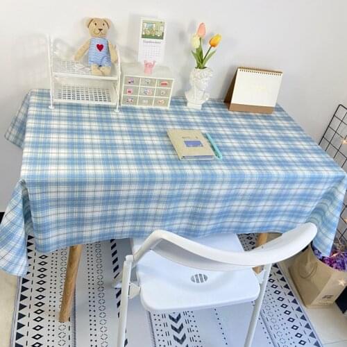 Korean Ins Tablecloth Cotton Purple Table Cloth Grid Desk Cover Beach Picnic Blanket Mat Photo Props Furniture Dust-proof Cloth