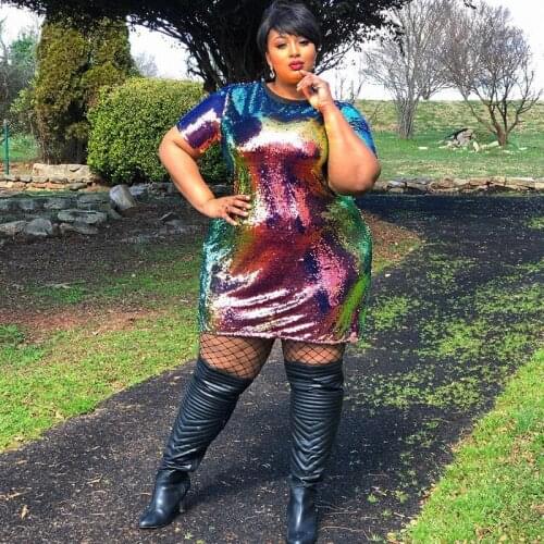 Summer Women Clothing Plus Size Sequin Dress Party Club High Waist Ladies Mini Dresses Bodycon Dropshipping Wholesale Sexy Dress