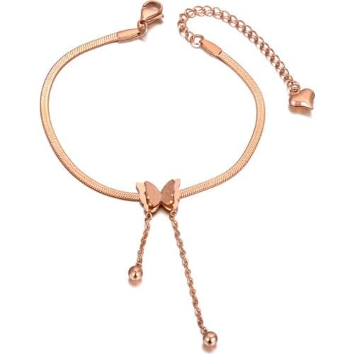 Fashion Titanium Stainless Steel Butterfly Charm Bracelets For Women Bohemia CZ Crystal Party Bracelet Jewelry B20162