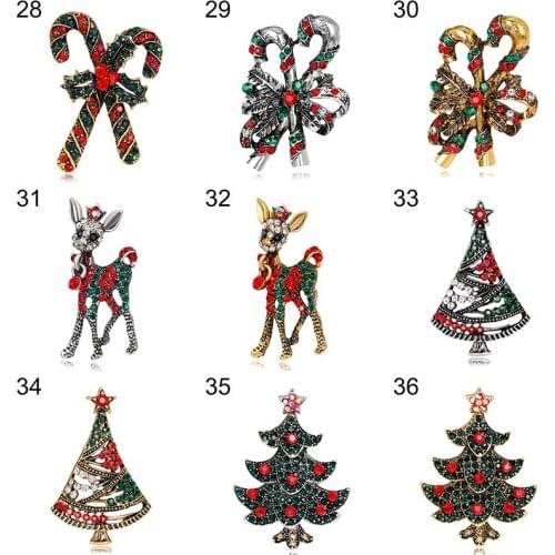 Fashion Christmas Brooches Santa Claus Hat gloves Bells Socks Snowfake Rhinestone Suit Metal Pins Badges Brooch New Year Gifts