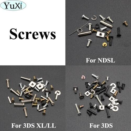 YuXi Screws Sets for 3DS LL/XL for NDSL Full set of screws + metal parts LR spring nuts Metal studs