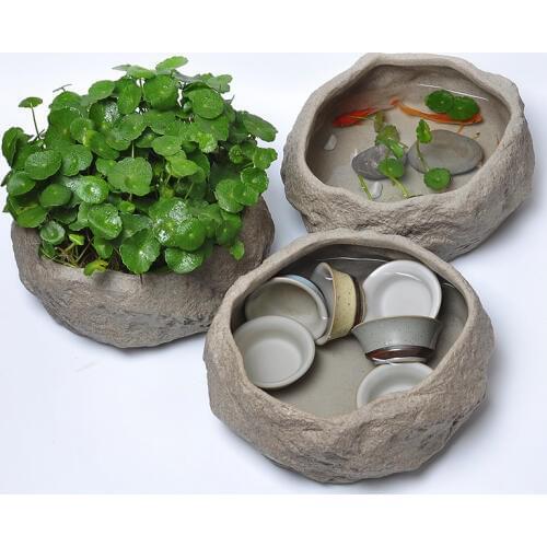 New ceramic modern Vase home decoration Rough pottery rock mud imitation stone vases Hydroponics Plant plant flower pot