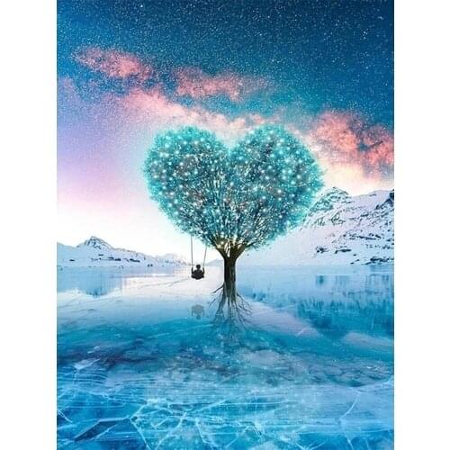 Landscape Diamond Embroidery Love Tree DIY Diamond Painting Cross Stitch Winter Full Square/Round Drill Decoration Home