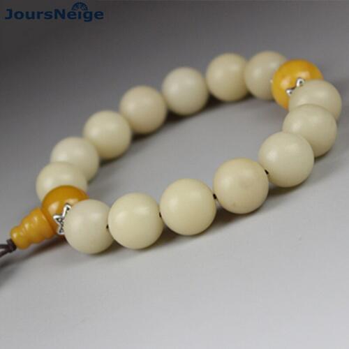 JoursNeige Primitive White Bodhi Root Bracelets Size 12mm 15mm Plus Spacer Buddha Prayer Japa Mala Jewelry Accessories
