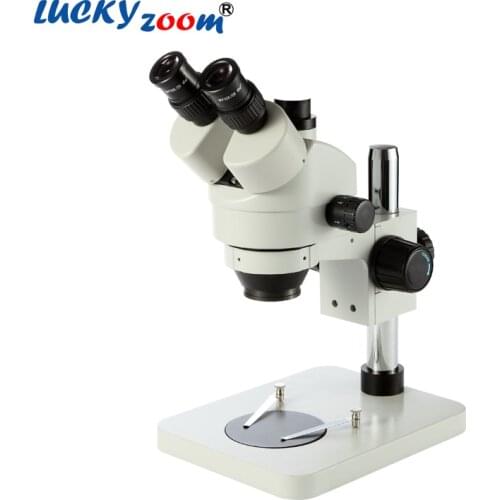 Luckyzoom Professional 7X-45X Simul-Focuse Trinocular Stereo Vertical Zoom Microscope PCB Microscopio Free Shipping