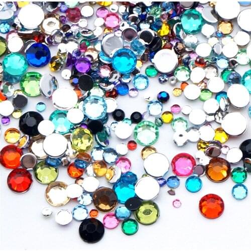 1.5mm-6mm Round Flat Bottom Acrylic Multi-color Rhinestone Shoes Clothes Nail Decoration Glittering Jewelry And Accessories
