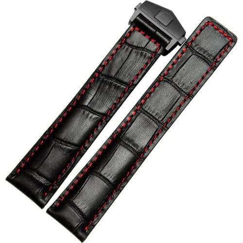 Genuine leather bracelet 20mm 22mm watchband mens wristwatches band accessories watch belt fold buckle leather watch strap+tool