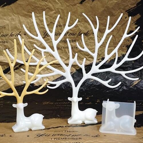 Christmas Silicone Mold Jewelry Storage Rack Soft Mold UV Resin Mould Kawaii Resin Craft Supplies Big Deer Mold for Resin