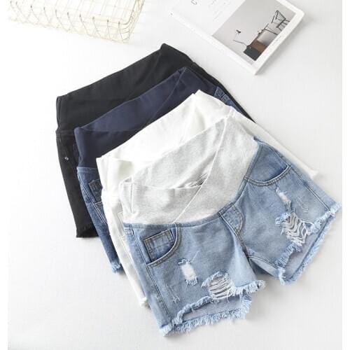 Pregnant Womens Shorts Summer Wear Low-waisted Denim Shorts Summer Wear New Spring Loose Pants for Pregnant Women Clothes