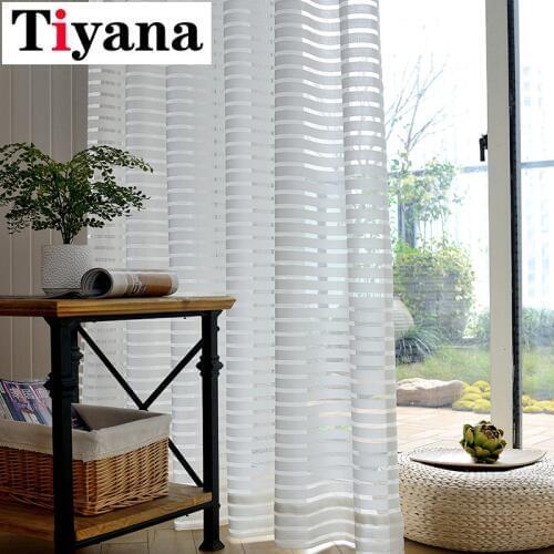 Modern Minimalist Solid Color Jacquard Design New Curtain Yarn Bedroom Living Room Hollow Striped Curtain Yarn Custom P135D3